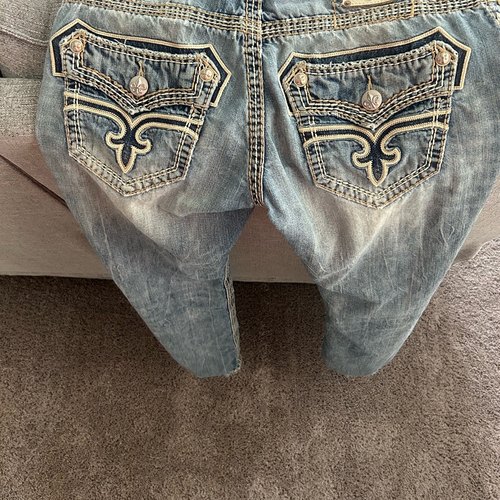 Rock Revival Light Blue Bootcut Jeans for Men